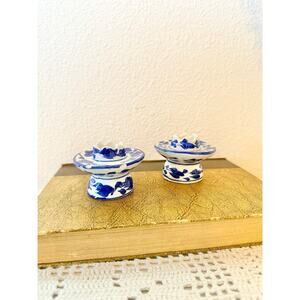 Porcelain Blue Delft Candlestick Holders Set of Two